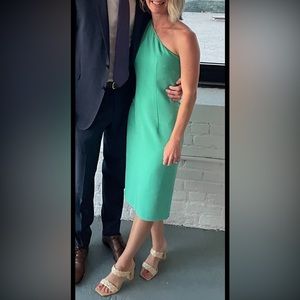 Michael Khors one shoulder dress in turquoise